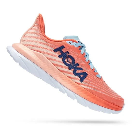 Chaussures HOKA Mach 5 Orange Clair Bleu Blanc Femme 2 Chaussures HOKA Mach 5 Orange Clair Bleu Blanc Femme – Image 2