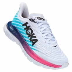 Chaussures HOKA Mach 5 Blanc Bleu Rouge Femme