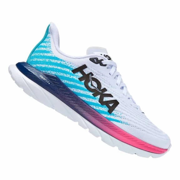 Chaussures HOKA Mach 5 Blanc Bleu Rouge Femme 2 Chaussures HOKA Mach 5 Blanc Bleu Rouge Femme – Image 2