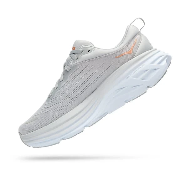 Chaussures HOKA Bondi 8 Gris Blanc Orange Femme 4 Chaussures HOKA Bondi 8 Gris Blanc Orange Femme – Image 4