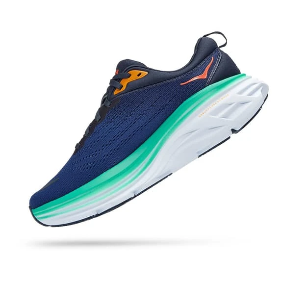 Chaussures HOKA Bondi 8 Bleu Marine Orange Vert Femme 4 Chaussures HOKA Bondi 8 Bleu Marine Orange Vert Femme – Image 4
