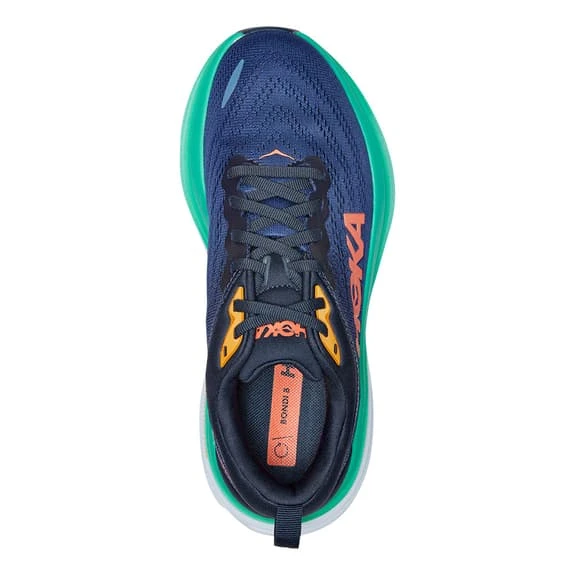 Chaussures HOKA Bondi 8 Bleu Marine Orange Vert Femme 5 Chaussures HOKA Bondi 8 Bleu Marine Orange Vert Femme – Image 5