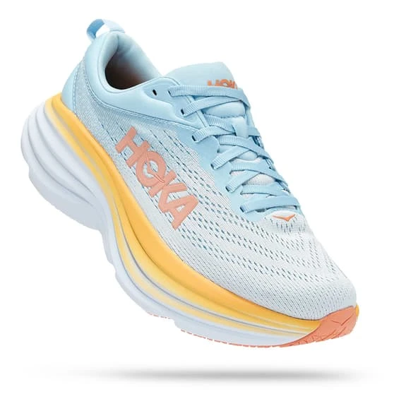 Chaussures HOKA Bondi 8 Blanc Bleu Clair Orange Femme 1 Chaussures HOKA Bondi 8 Blanc Bleu Clair Orange Femme
