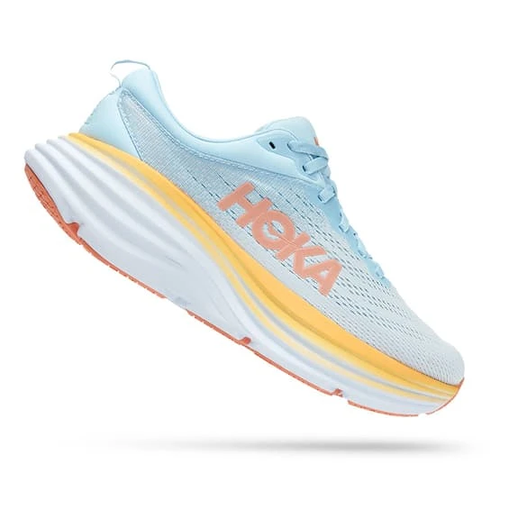 Chaussures HOKA Bondi 8 Blanc Bleu Clair Orange Femme 2 Chaussures HOKA Bondi 8 Blanc Bleu Clair Orange Femme – Image 2