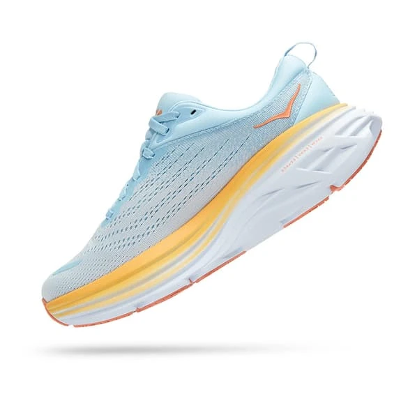 Chaussures HOKA Bondi 8 Blanc Bleu Clair Orange Femme 4 Chaussures HOKA Bondi 8 Blanc Bleu Clair Orange Femme – Image 4