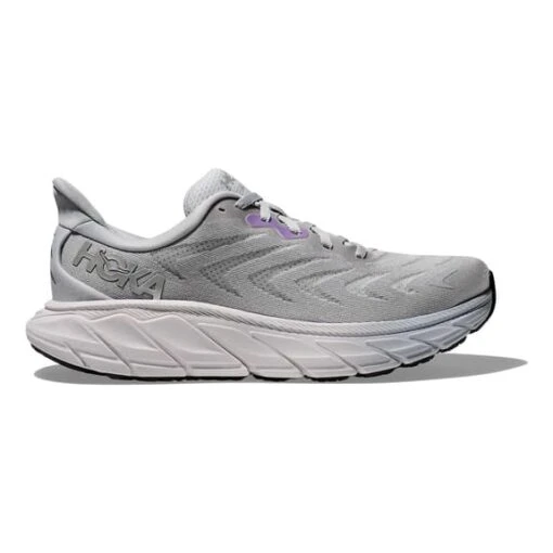 Chaussures HOKA Arahi 6 Gris Blanc Lilas Femme – Image 2