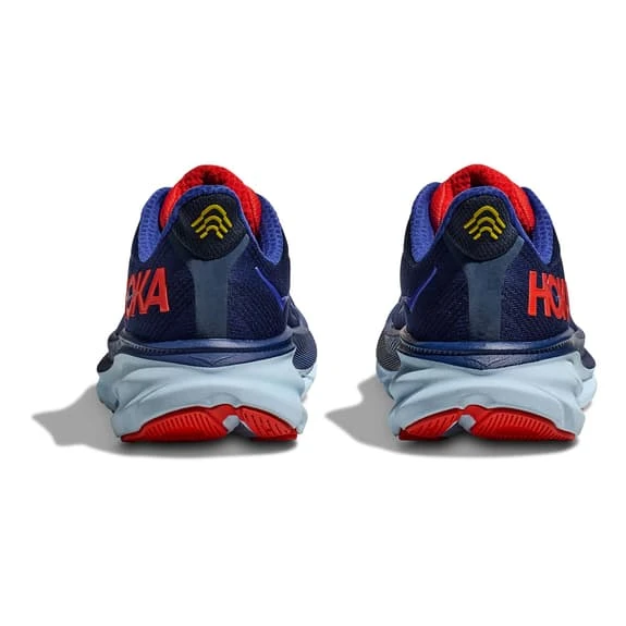 Chaussures HOKA Clifton 9 Bleu Foncé Rouge Brillant Jaune 5 Chaussures HOKA Clifton 9 Bleu Foncé Rouge Brillant Jaune – Image 5