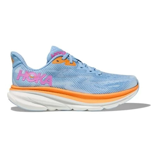 Chaussures HOKA Clifton 9 Bleu Clair Orange Rose Femme – Image 2