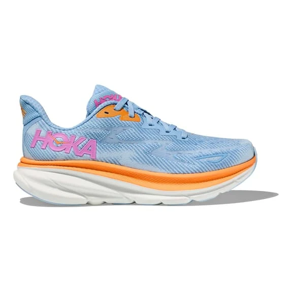 Chaussures HOKA Clifton 9 Bleu Clair Orange Rose Femme 2 Chaussures HOKA Clifton 9 Bleu Clair Orange Rose Femme – Image 2
