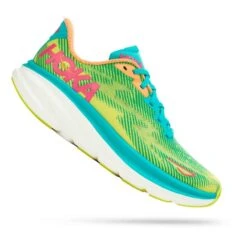 Hoka Soldes Magasin 7 Chaussures HOKA Clifton 9 Jaune Vert Bleu Clair Femme