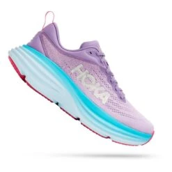 Chaussures HOKA Bondi 8 Violet Bleu Clair Blanc Femme