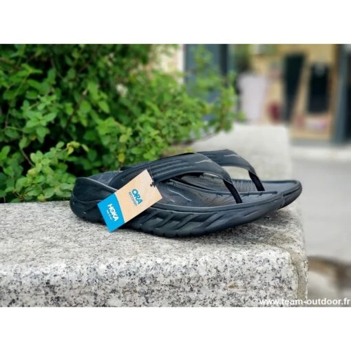 HOKA Ora Recovery Flip Homme Black / Dark Gull Gray – Image 2